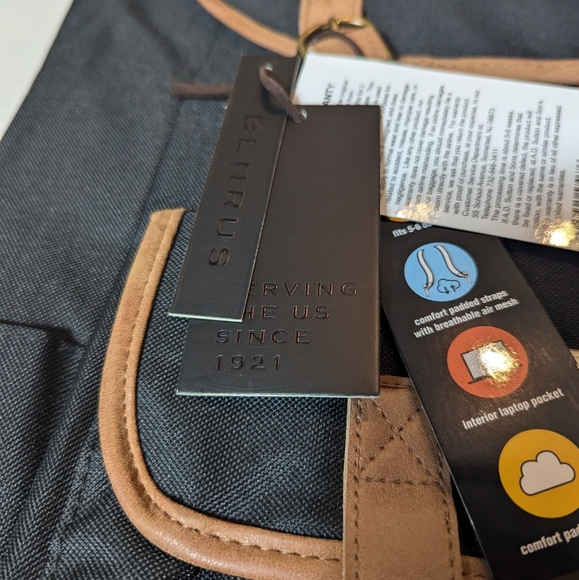 BENRUS Heritage Backpack - Black with Accents of Brown - Picture 6 of 13